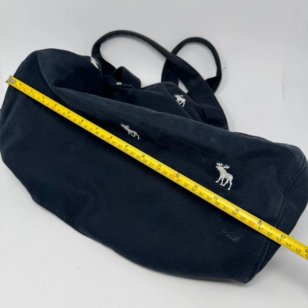 Abercrombie & Fitch Navy Blue Canvas Duffel Bag White‎ Moose Embroidery